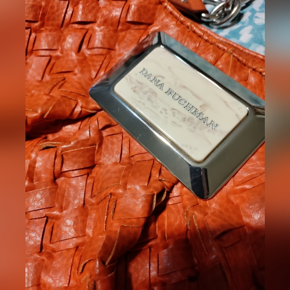Dana Buchman Boho Faux Leather Woven Orange Purse - Picture 16 of 16